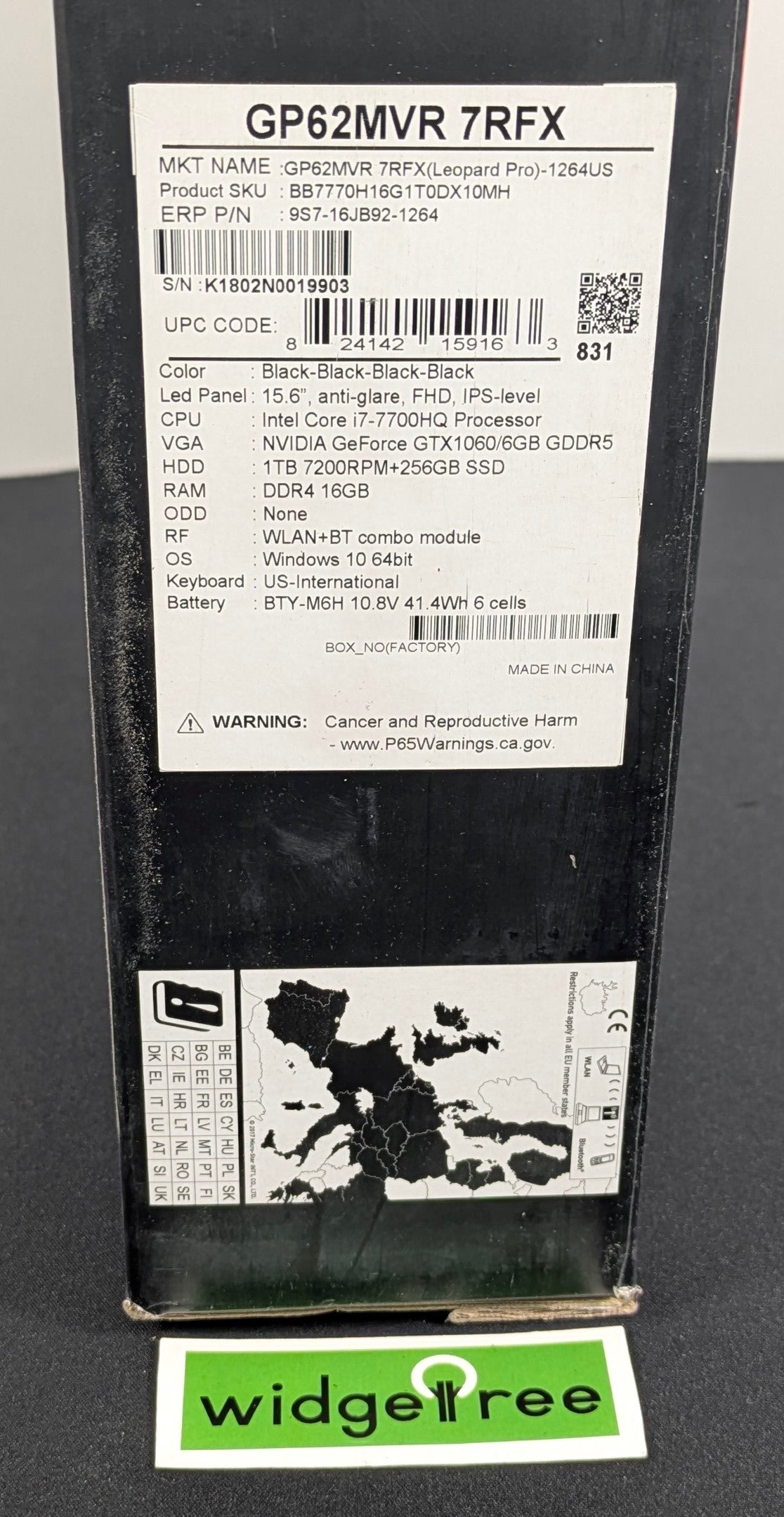 MSI 15.6" i7 7th 16GB 256GB+1TB SSHD Laptop - GP62MVR-7RFX (Leopard Pro)-1264US / Reconditioned