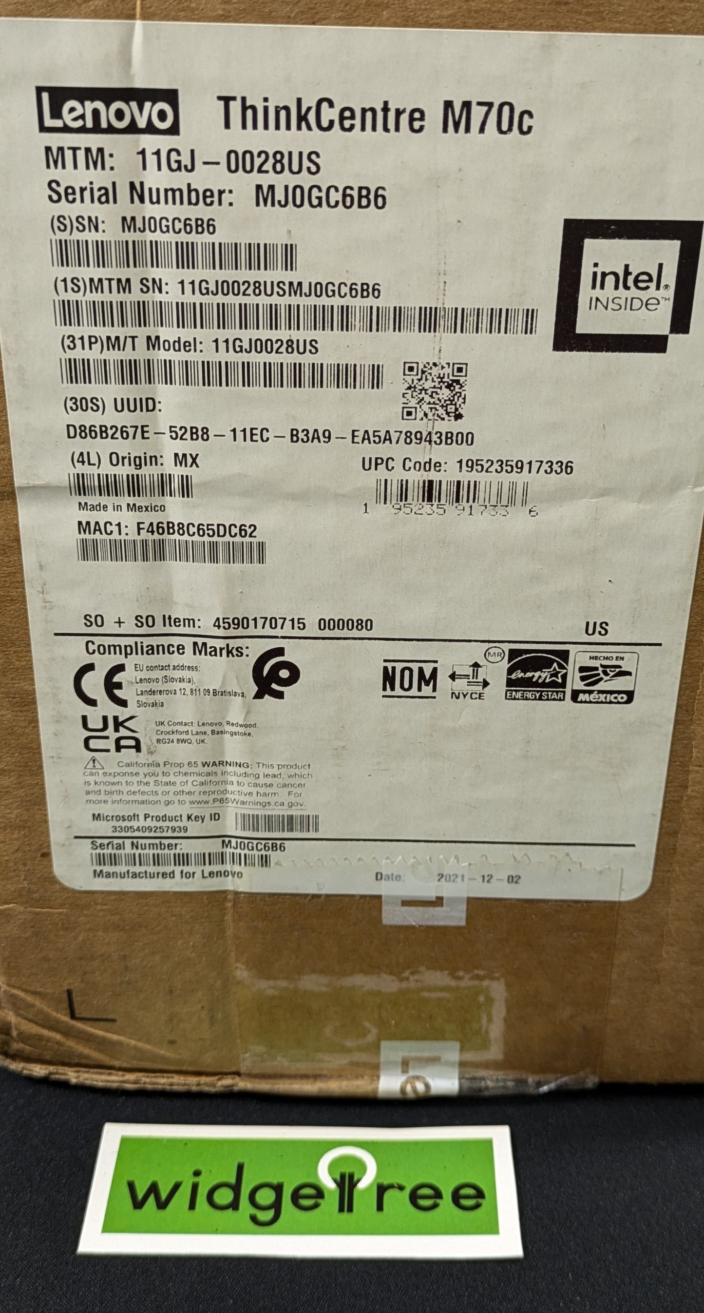 Lenovo ThinkCentre M70C i5 10th 8GB 256GB SSD SFF Desktop PC - 11GJ0028US / New