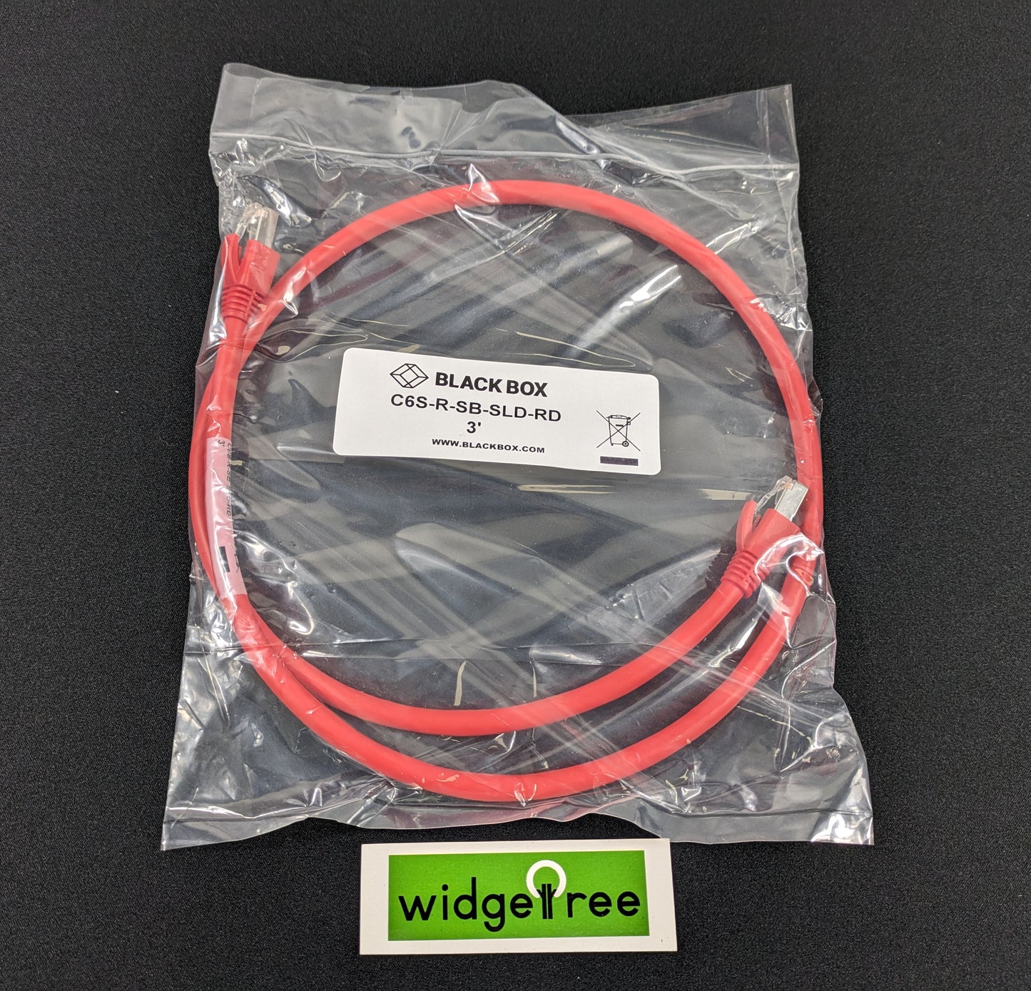 Black Box 3' CAT6 STP Network Cable - C6S-R-SB-SLD-RD-3 / New