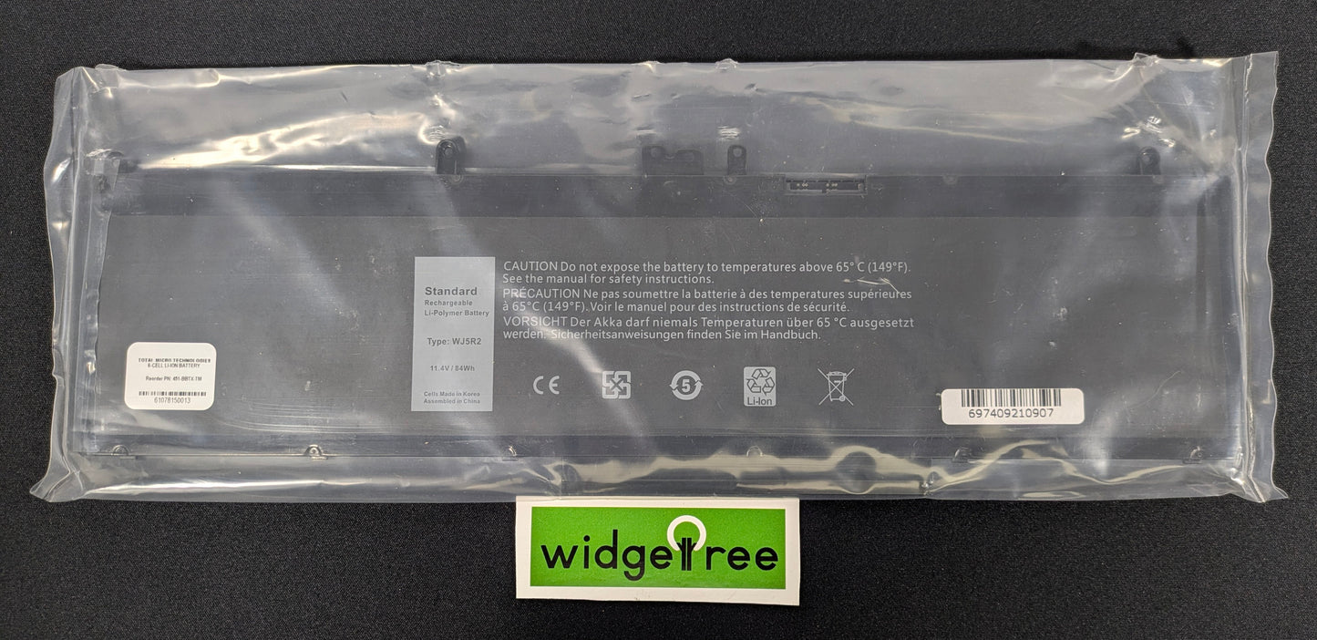 Total Micro Dell WJ5R2 6-Cell 84 WHr 11.4 V Laptop Battery - 451-BBTX-TM / Reconditioned