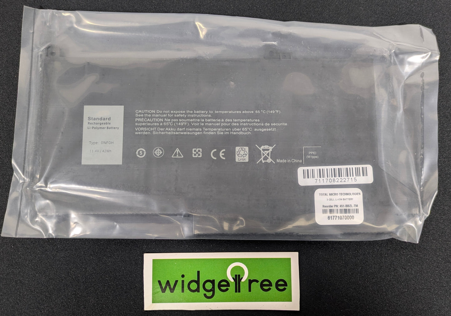 Total Micro Dell 3-Cell 42Wh Li-Ion Laptop Battery - 451-BBZL-TM / Used