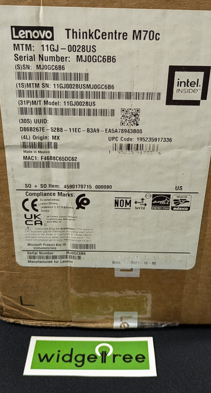 Lenovo ThinkCentre M70C i5 10th 8GB 256GB SSD SFF Desktop PC - 11GJ0028US /  New