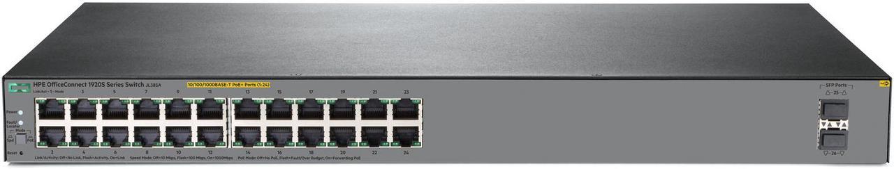 HPE OfficeConnect 1920S 24G 2SFP PPoE+ Gigabit Ethernet Switch - JL384A#ABA /  Used