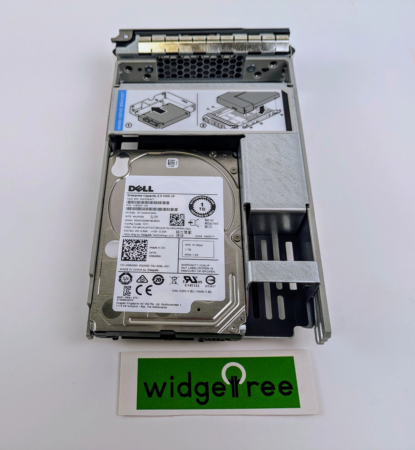 Dell PowerEdge 2.5" 1TB SAS 12Gbps Hard Drive & 3.5" Tray - 400-ALUO /  Reconditioned