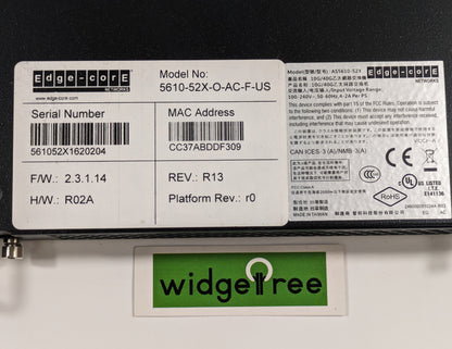 Edgecore 48x Managed Gigabit PoE Ethernet Switch - 5610-52X-O-AC-F-US /  Used