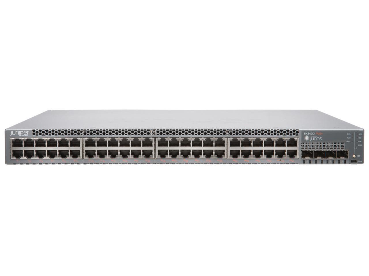 Juniper Networks 48P SFP+ PoE+ Gigabit Ethernet Switch - EX3400-48P New