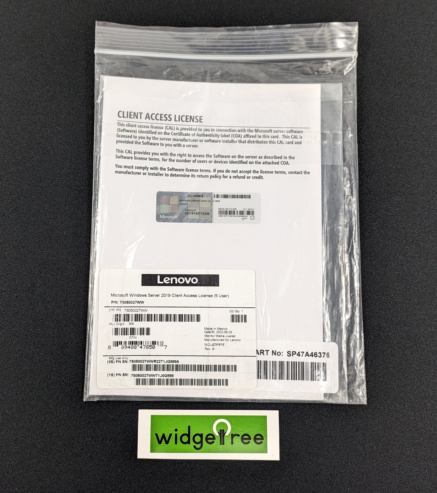 Lenovo 5 User Microsoft Windows Server 2019 CAL License - 7S050027WW /  New
