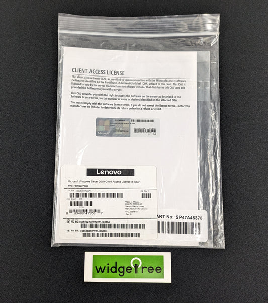 Lenovo 5 User Microsoft Windows Server 2019 CAL License - 7S050027WW /  New