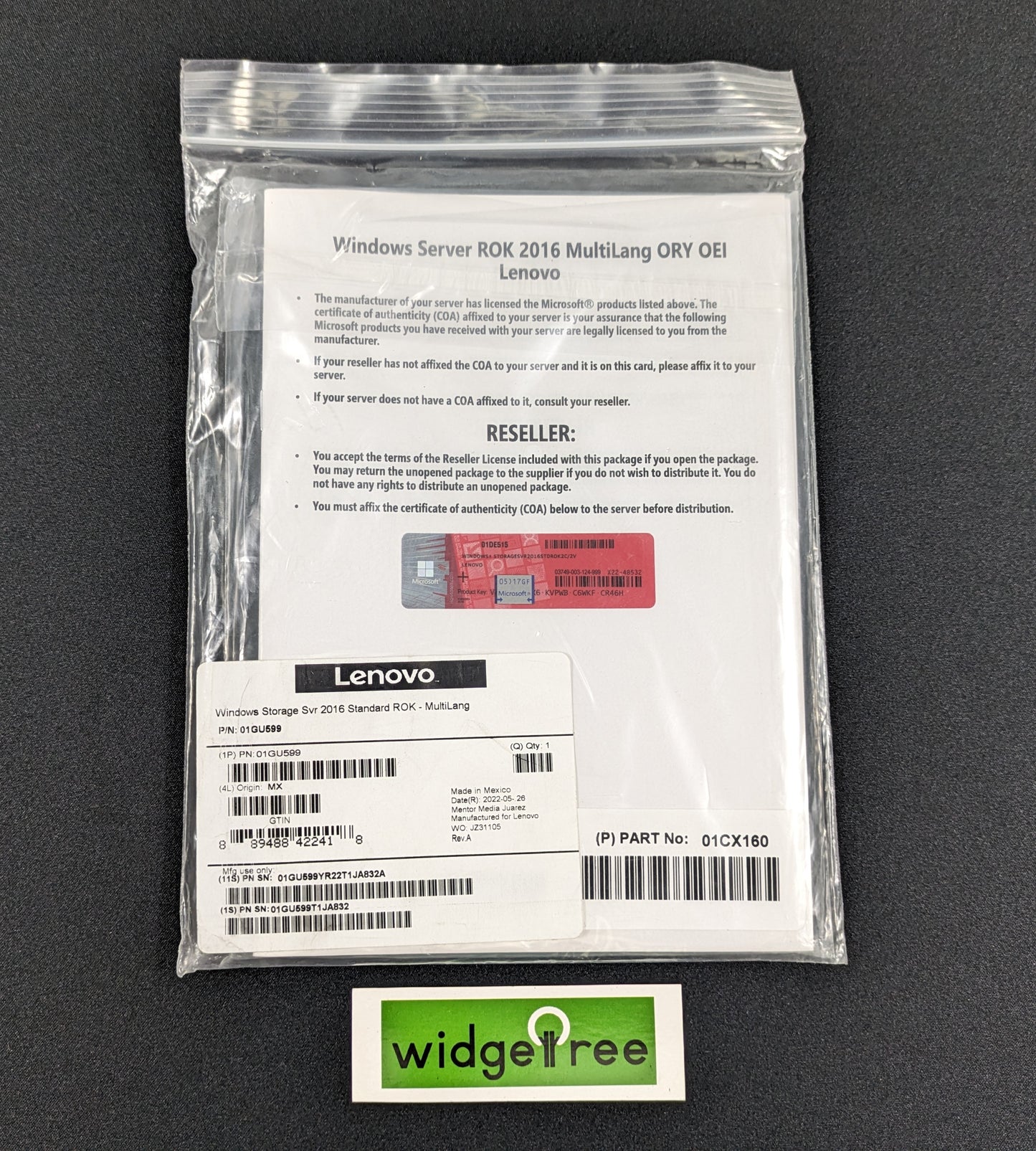 Lenovo Microsoft Windows ROK 2016 MultiLang ORY OEI Storage Server - 01GU599 /  New