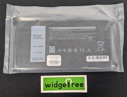 Total Micro Dell 3-Cell Li-Polymer 42WHr 11.4V Laptop Battery - YRDD6-TM /  Used