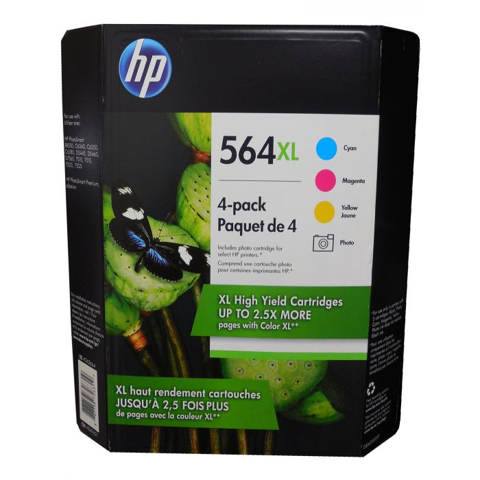 HP 564XL Color/Black Inkjet Cartridges - 4pk - 362664