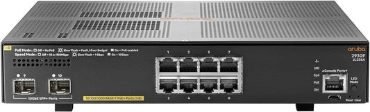 HPE Aruba 2930F 8x PoE+ 2SFP+ Ethernet Switch - JL258A Used