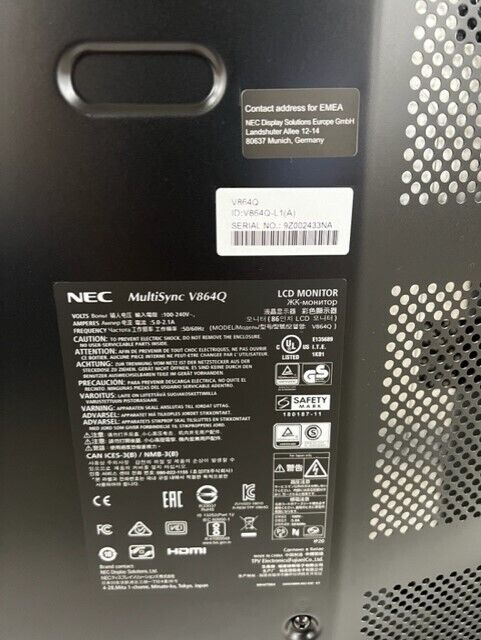 NEC 86" 4K UHD Display - V864Q